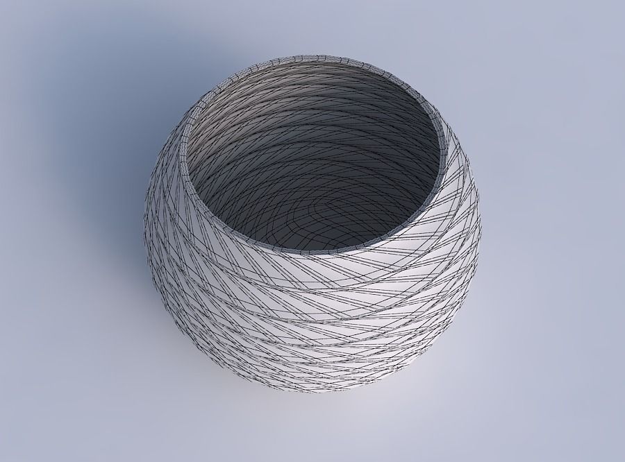 Bowl spheric with twisted grid plates 3D print model_6