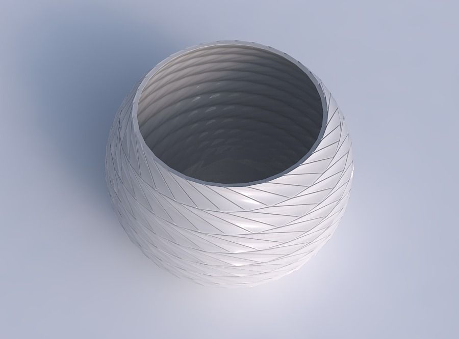 Bowl spheric with twisted grid plates 3D print model_1