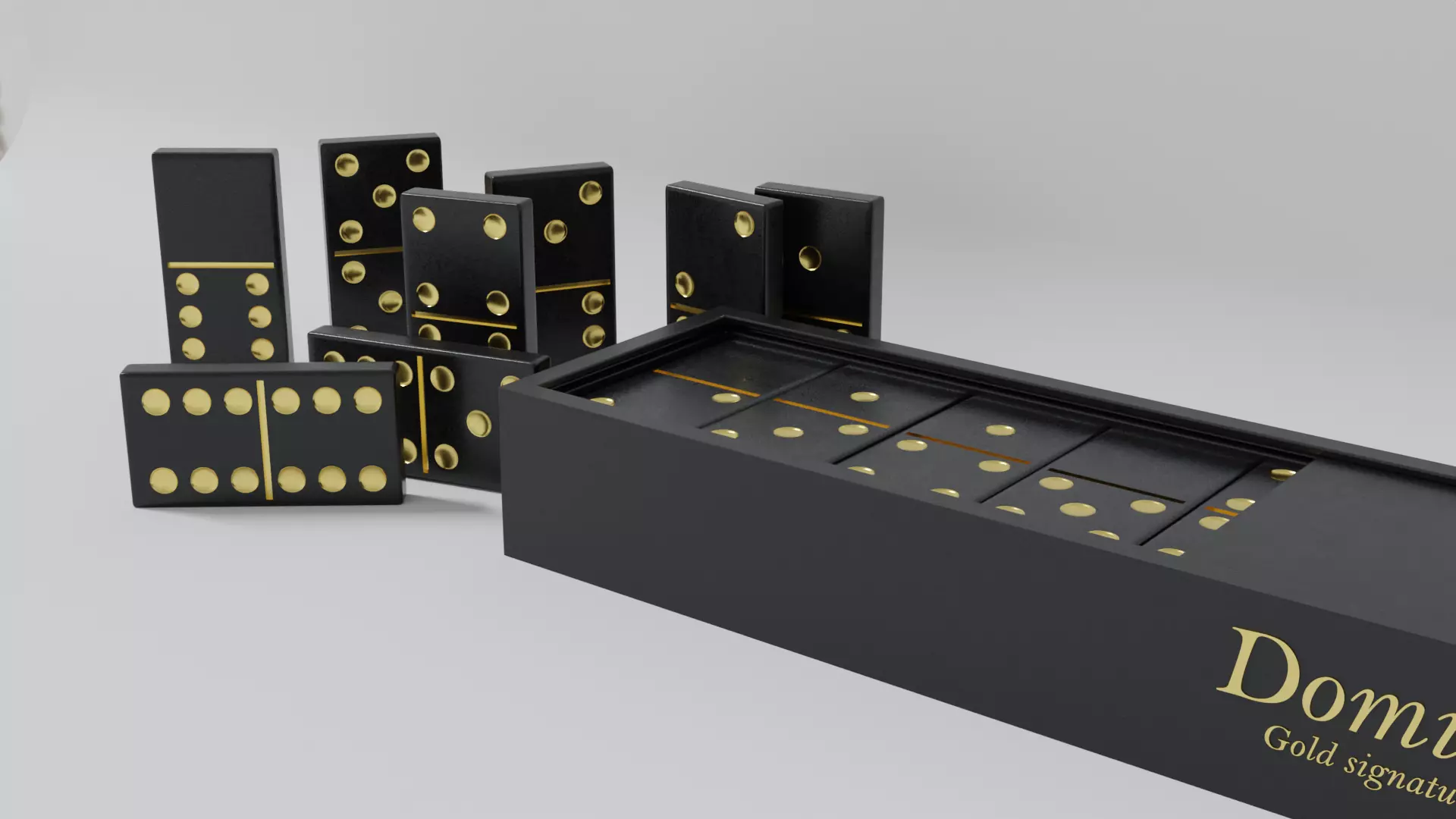 Dominoes game set 3D model_0