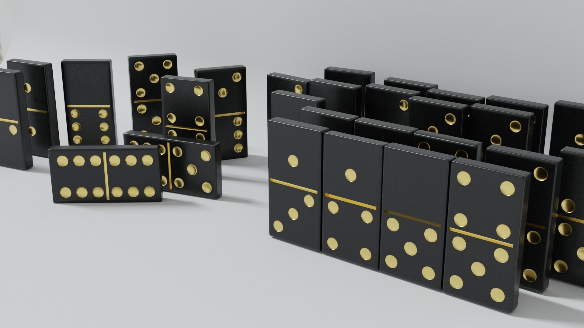 Dominoes game set 3D model_1