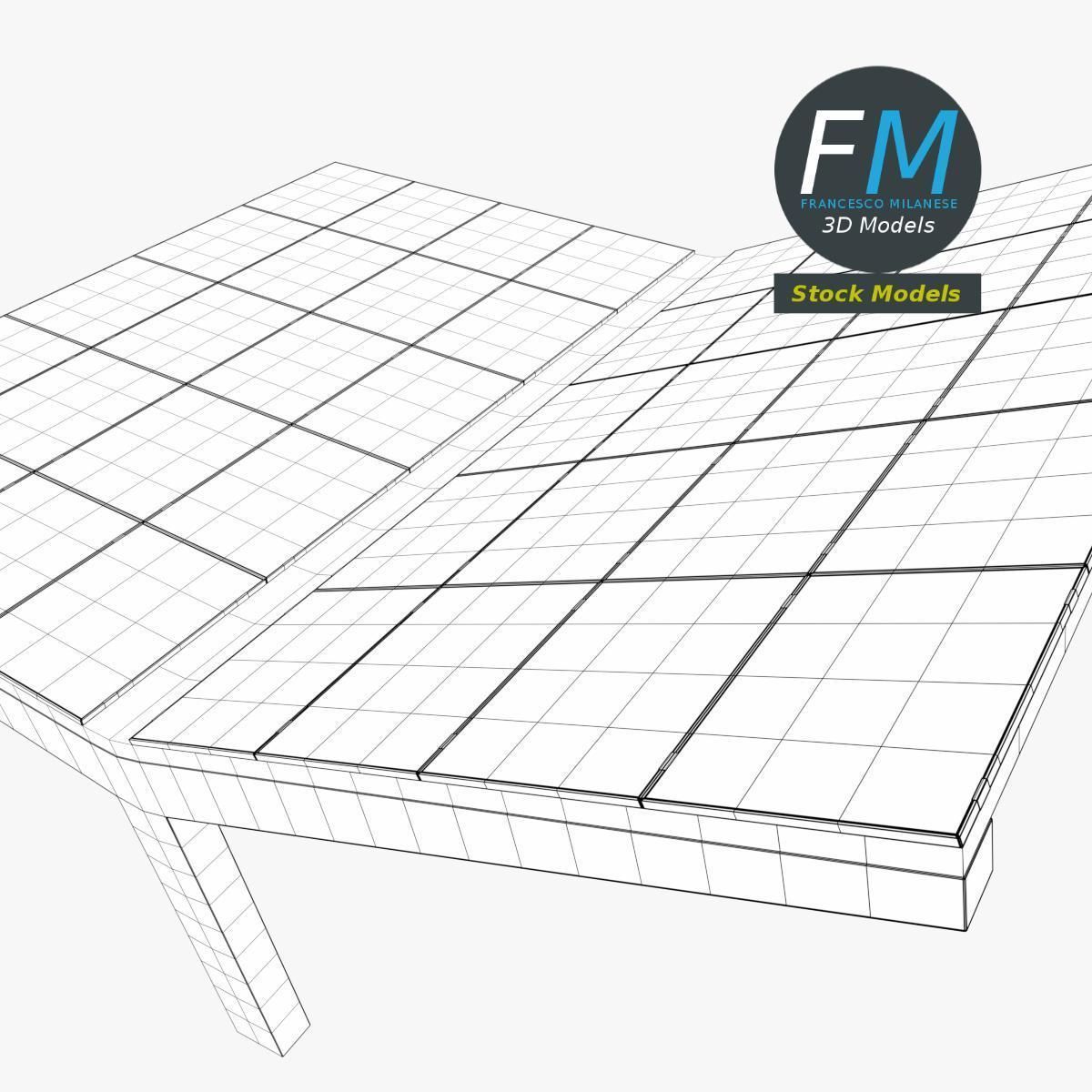 Double parking shelter with solar panels 3D model_7
