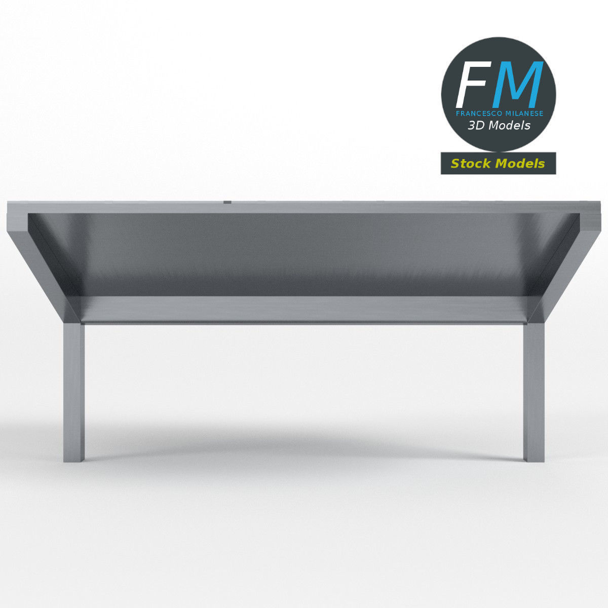 Double parking shelter with solar panels 3D model_3