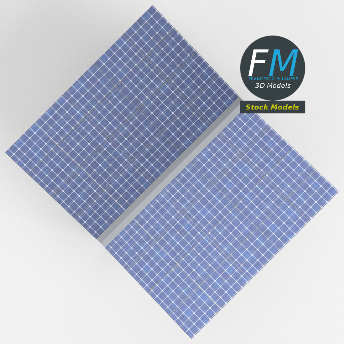 Double parking shelter with solar panels 3D model_6