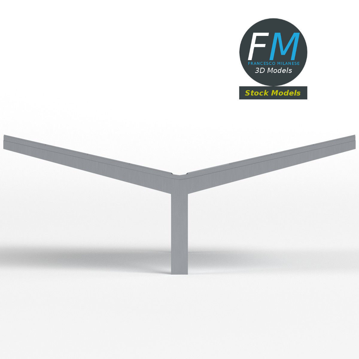 Double parking shelter with solar panels 3D model_4