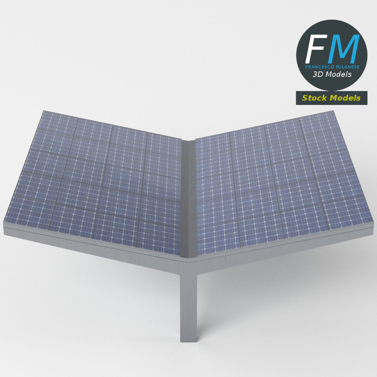 Double parking shelter with solar panels 3D model_5