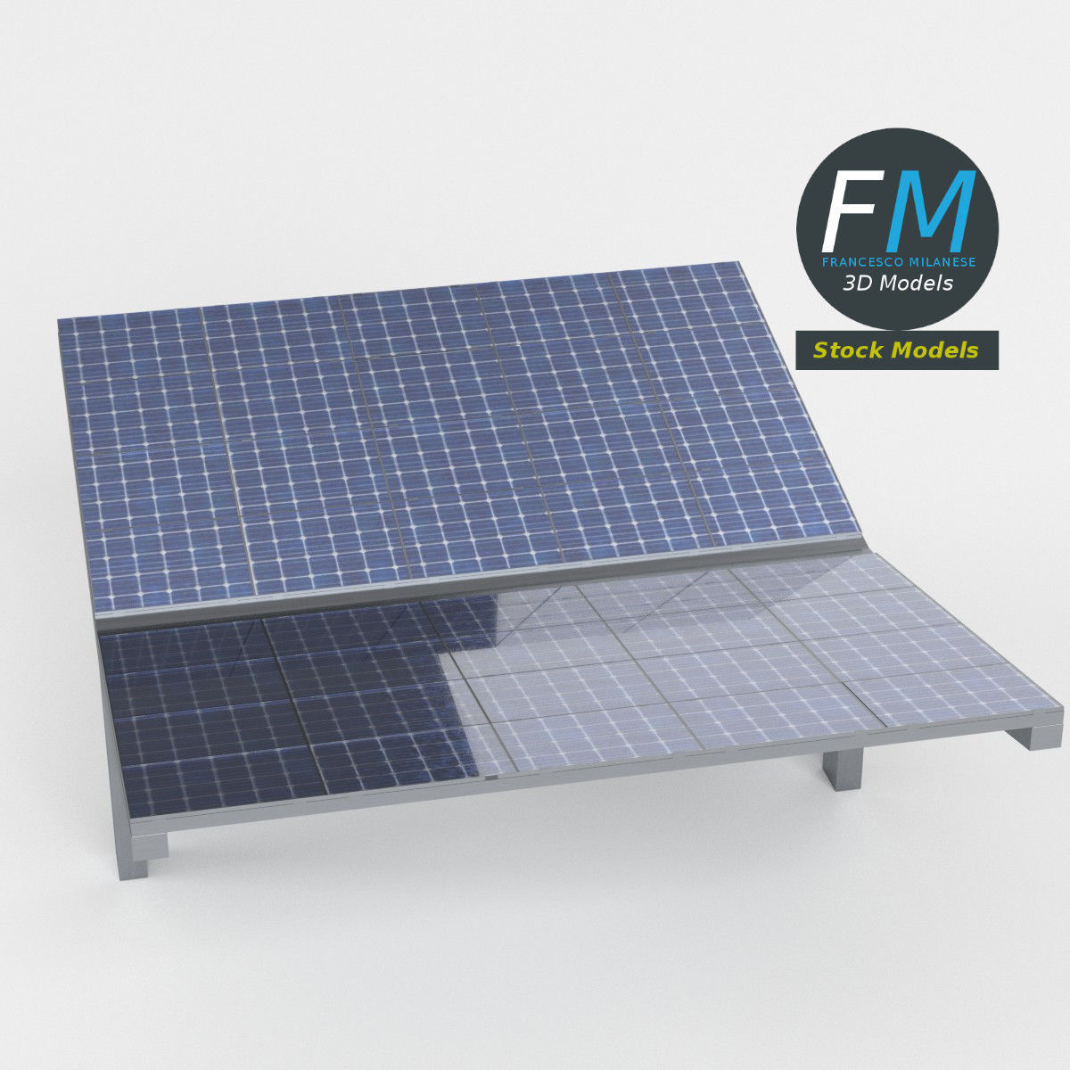 Double parking shelter with solar panels 3D model_2