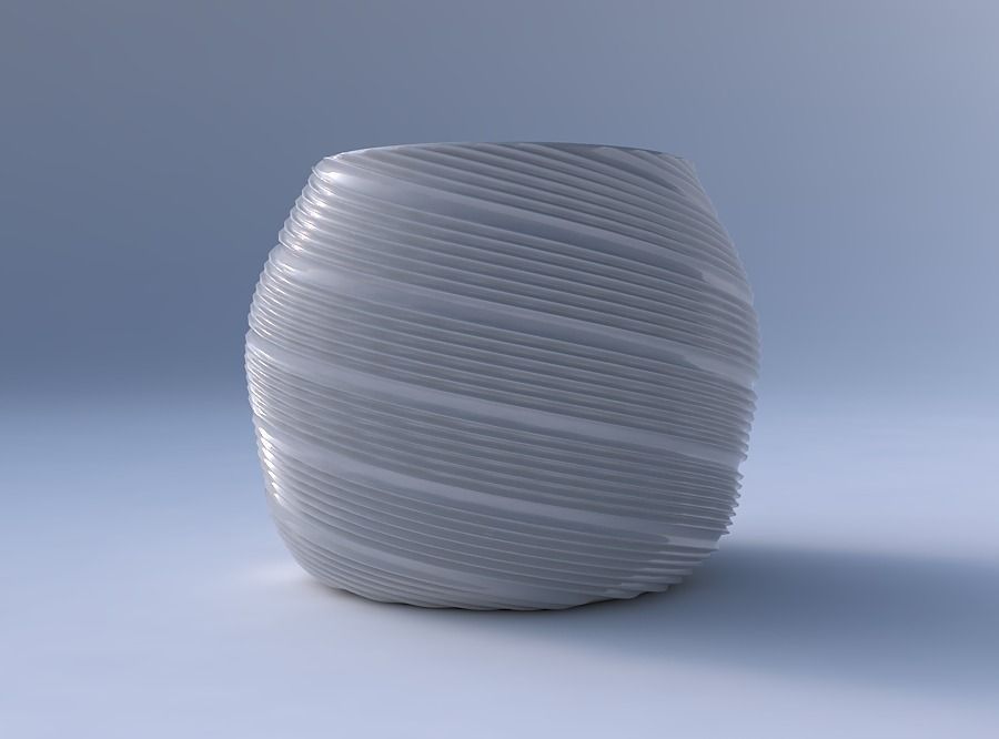 Bowl spheric with twisted extruded lines 3D print model_4
