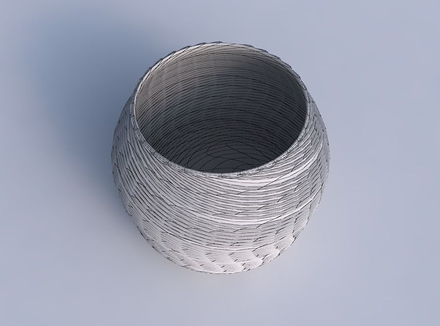 Bowl spheric with twisted extruded lines 3D print model_6