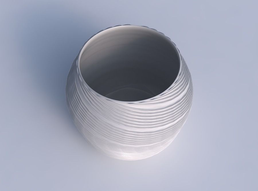 Bowl spheric with twisted extruded lines 3D print model_1