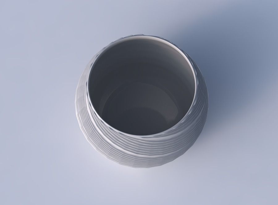Bowl spheric with twisted extruded lines 3D print model_2