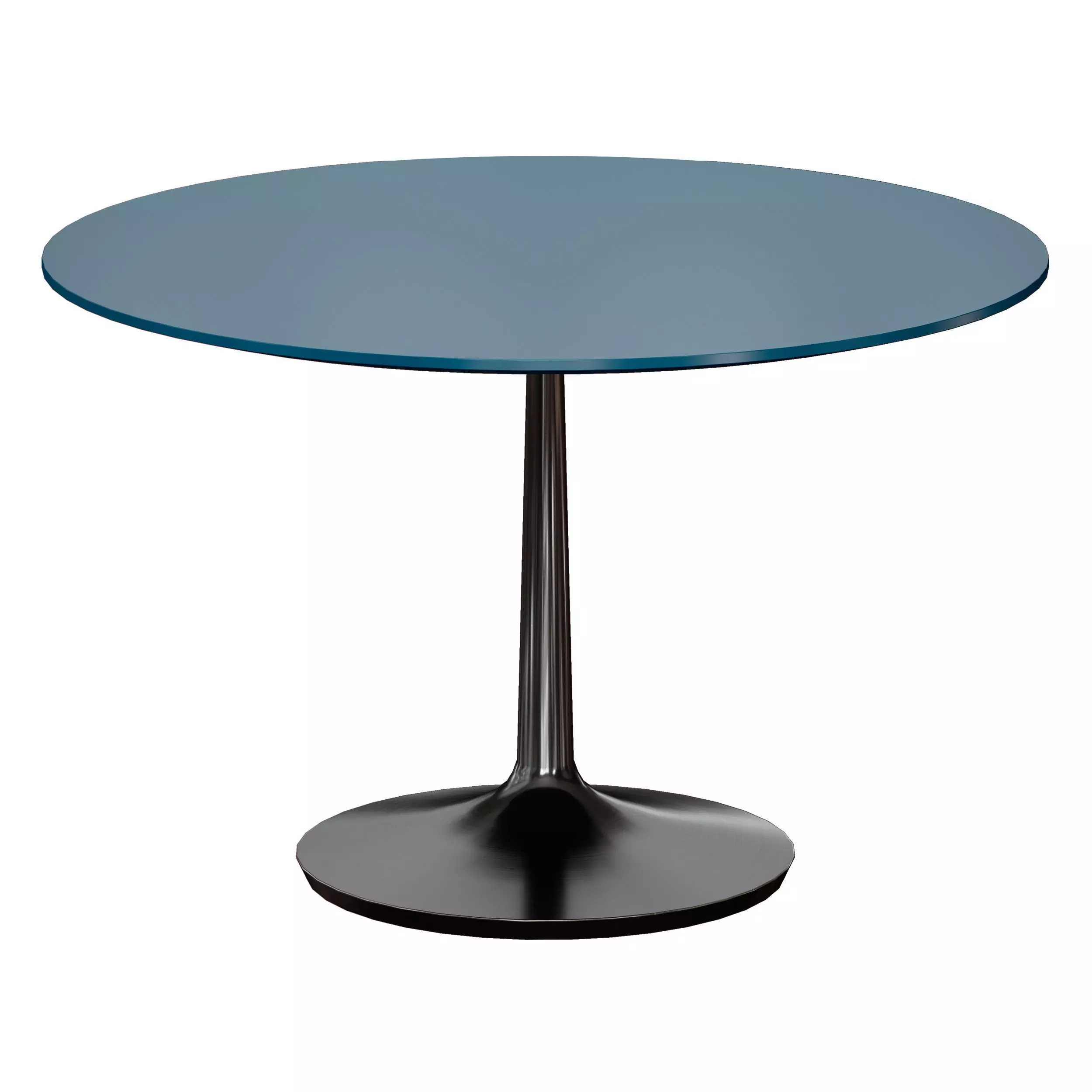 Nero 48 Blue Lacquer Dining Table with Matte Black Base 3D model_0