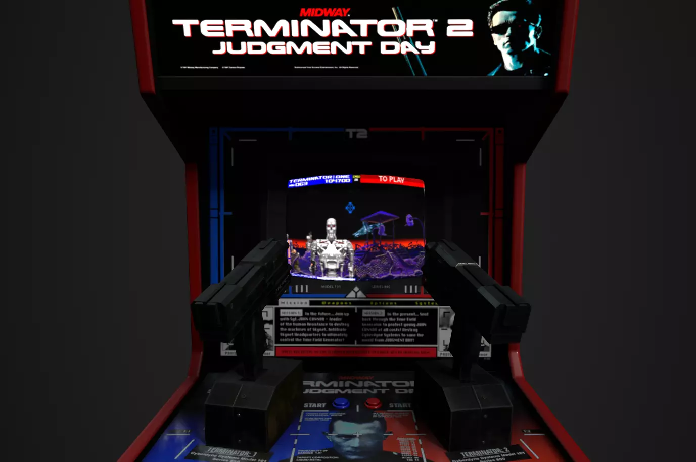 Terminator 2 arcade machine Low-poly 3D model_0