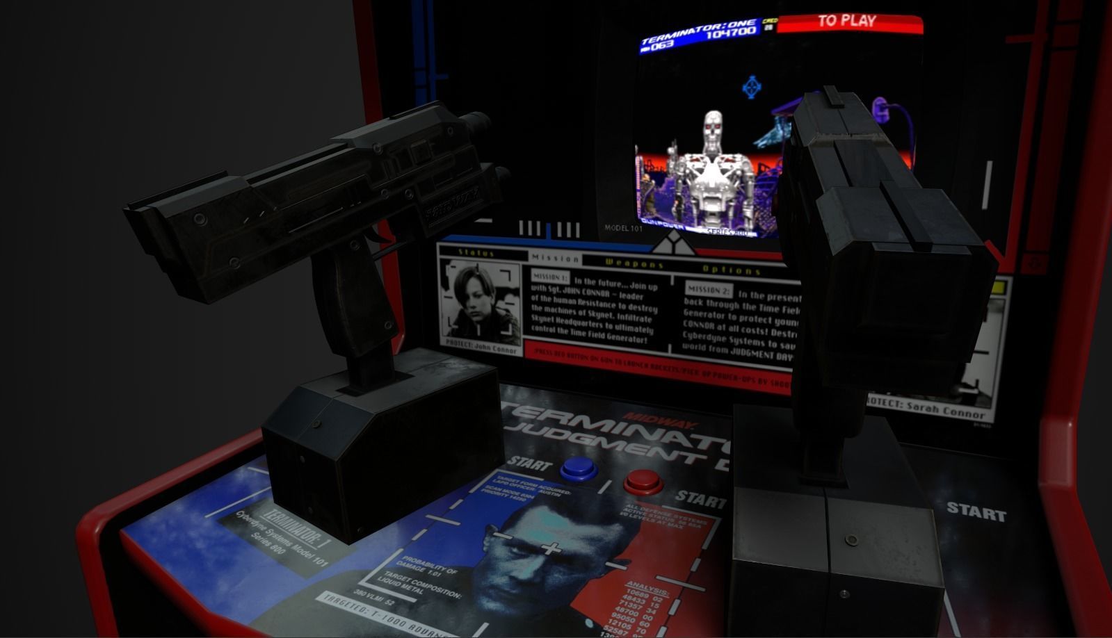 Terminator 2 arcade machine Low-poly 3D model_5