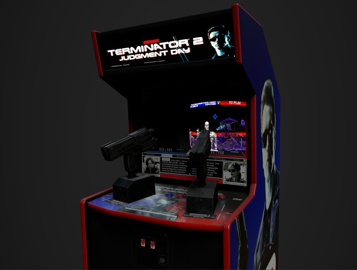 Terminator 2 arcade machine Low-poly 3D model_3