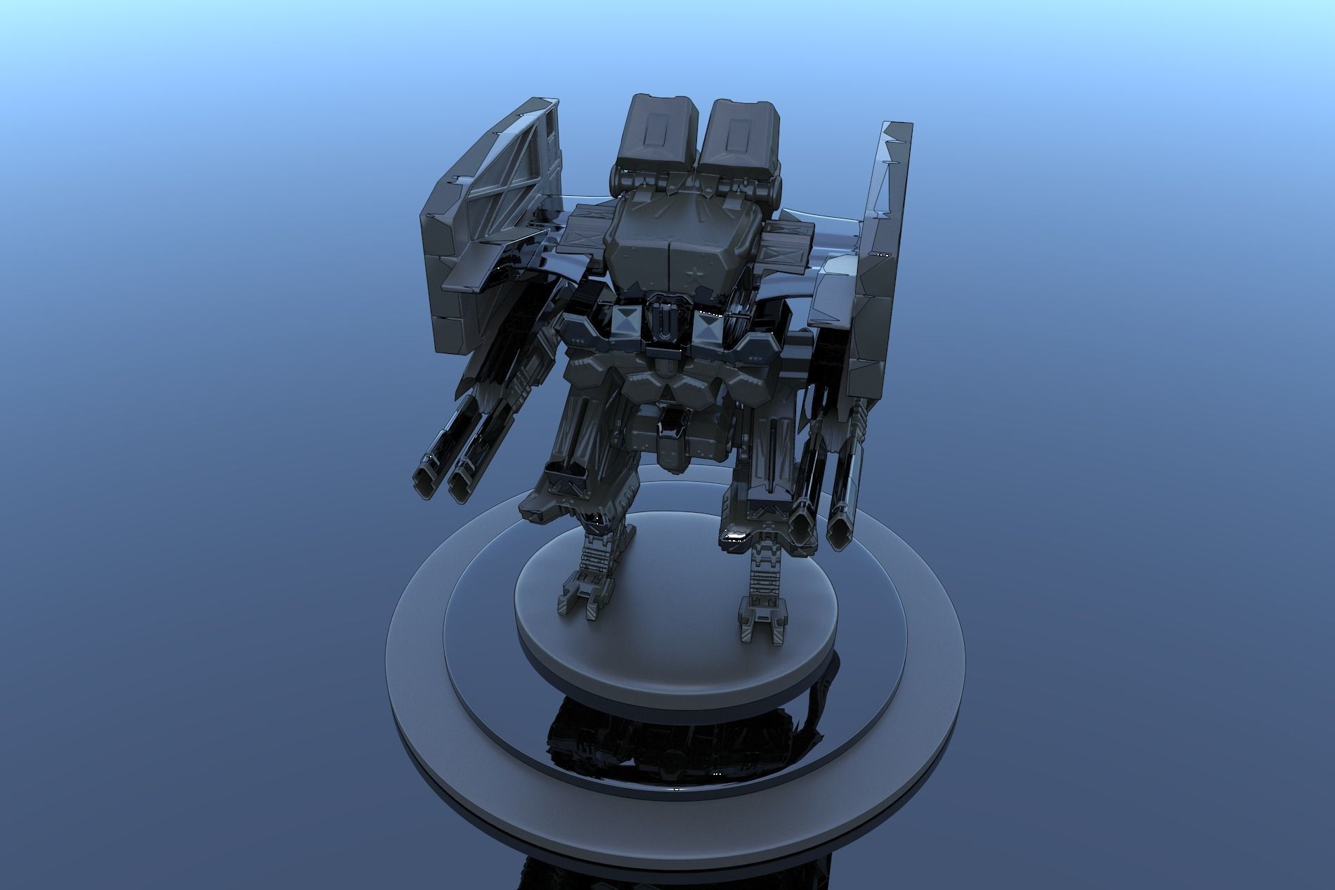 Cyborg Prototype Mecha Robot SciFi 3D model_1