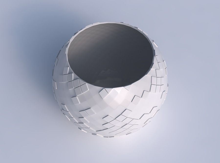 Bowl spheric with scattered diagonal grid plates 3D print model_1