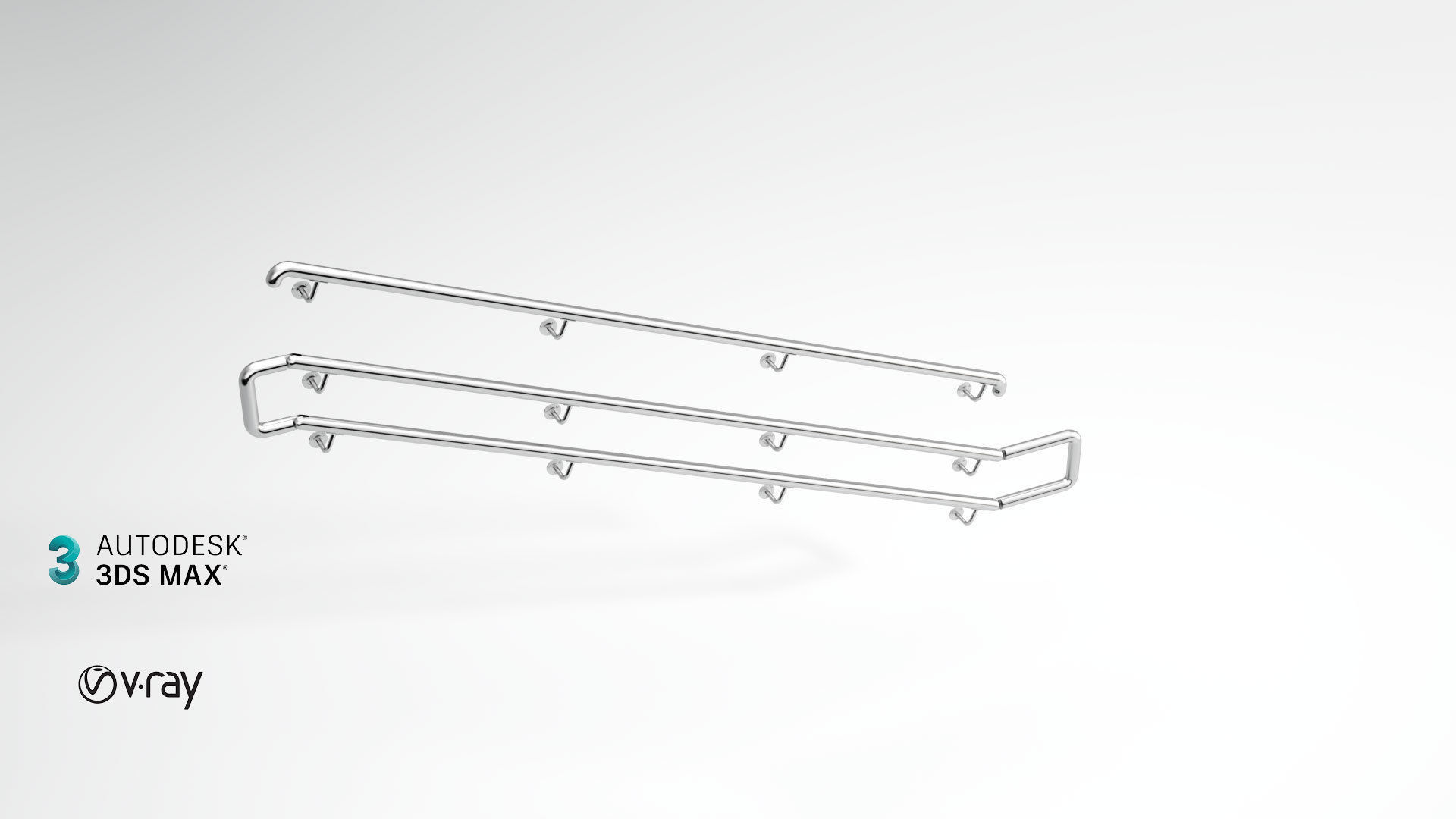 Railing stainless steel 3D model_2