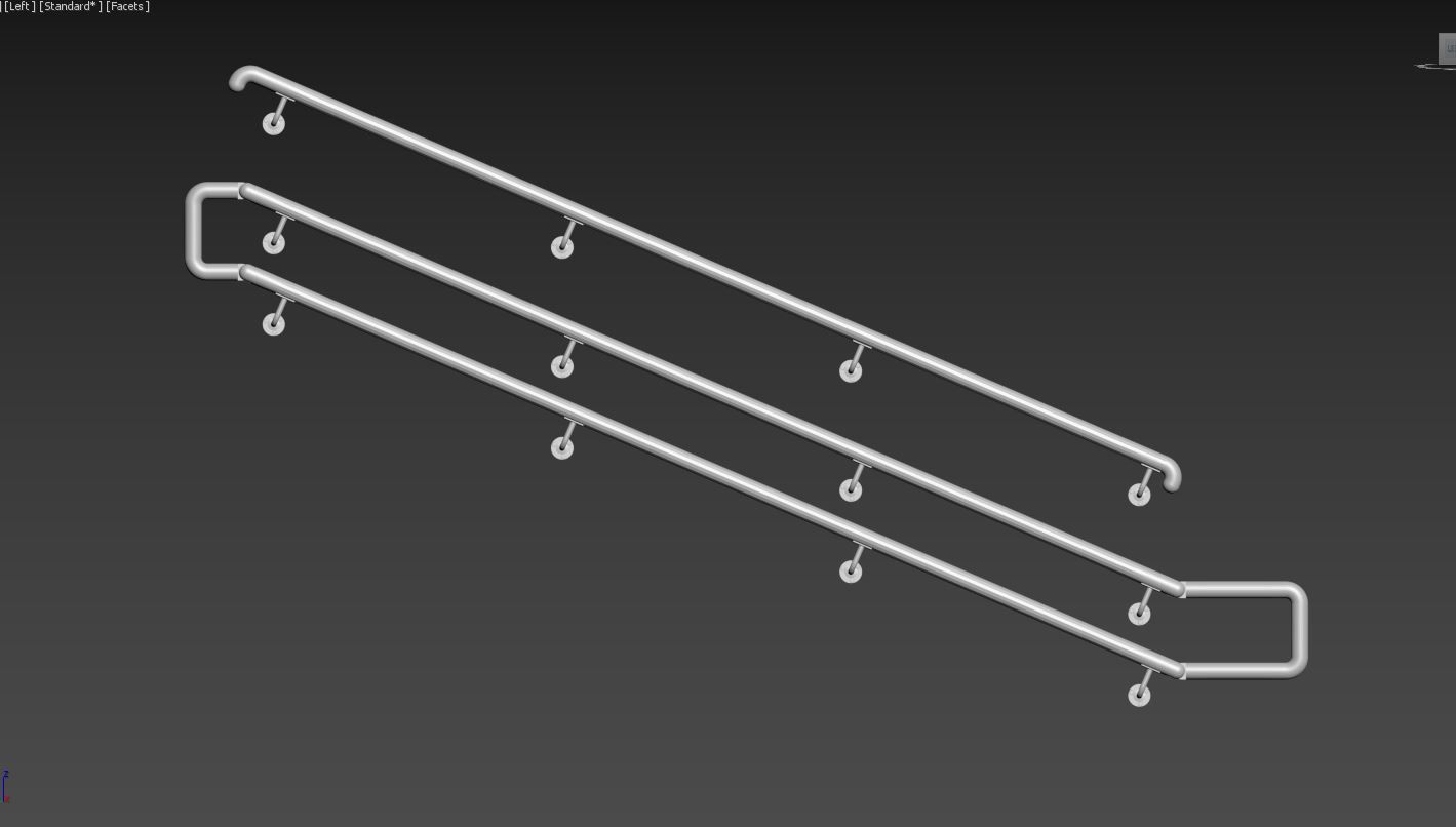 Railing stainless steel 3D model_10