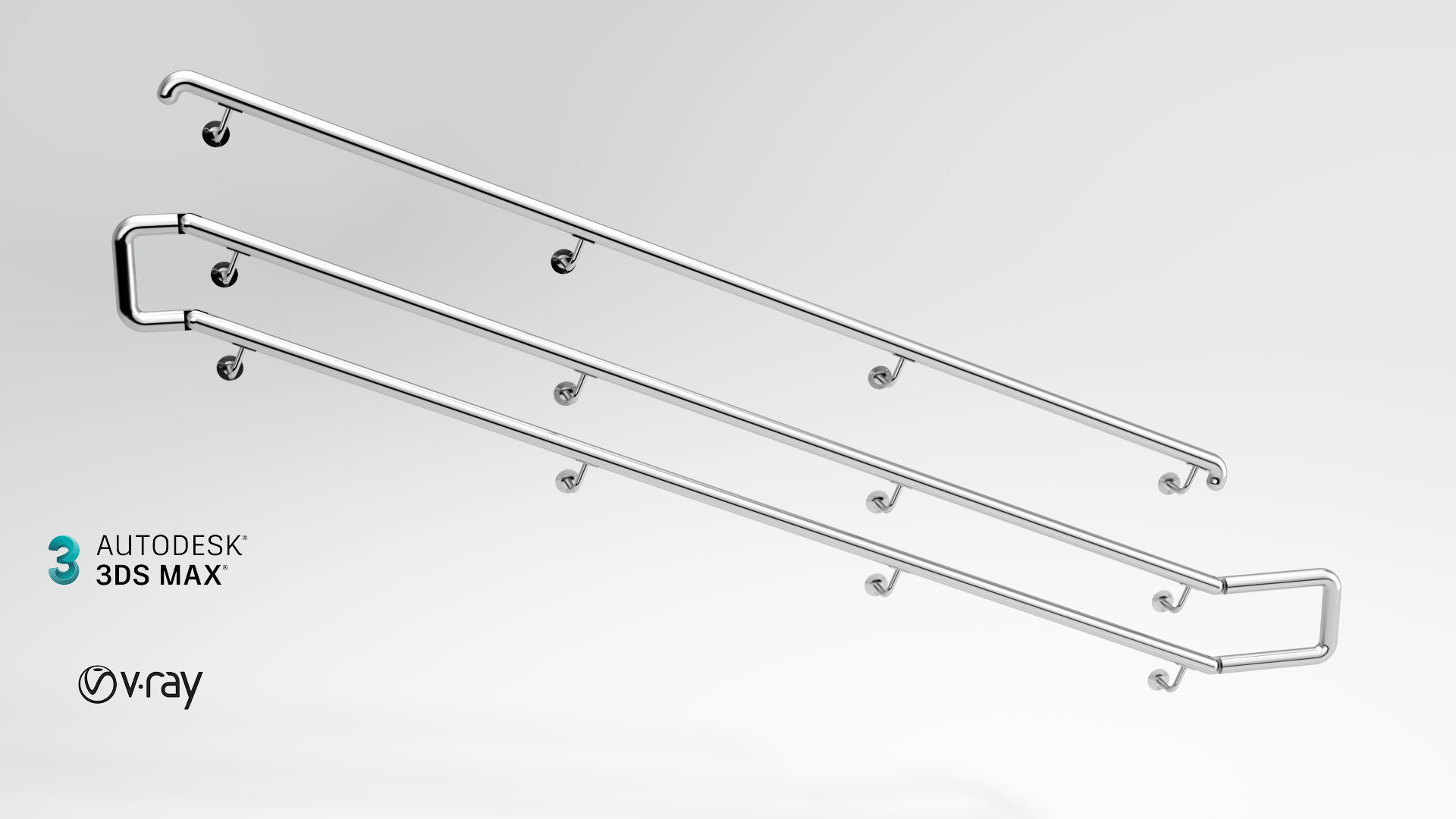Railing stainless steel 3D model_3