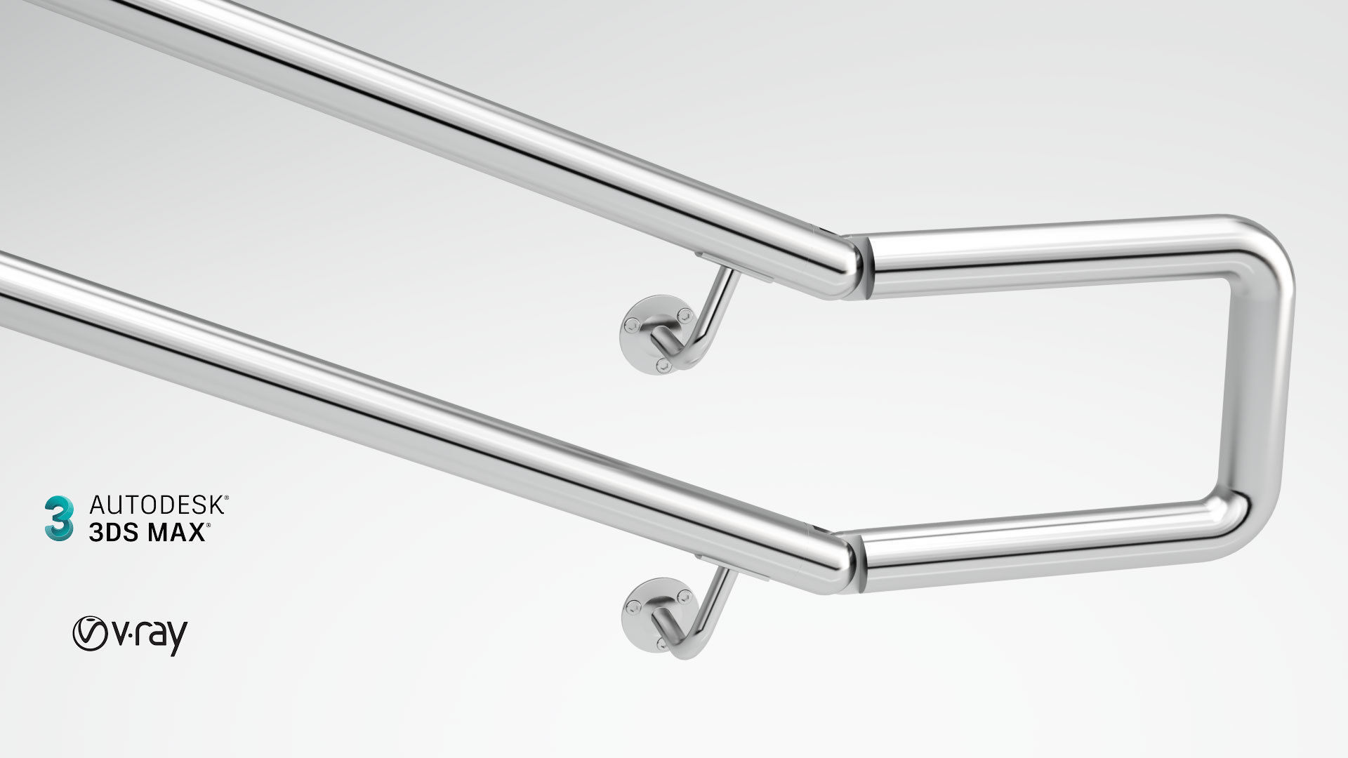 Railing stainless steel 3D model_4