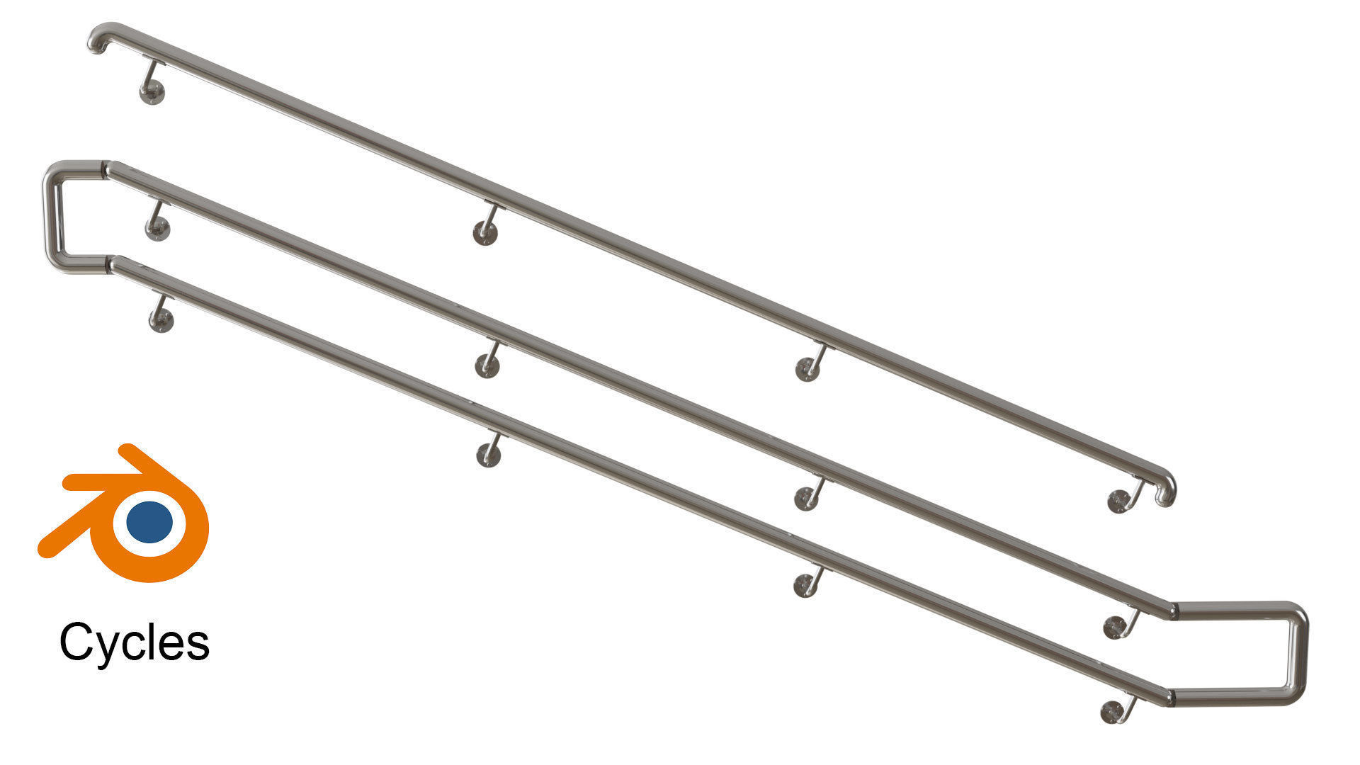 Railing stainless steel 3D model_8