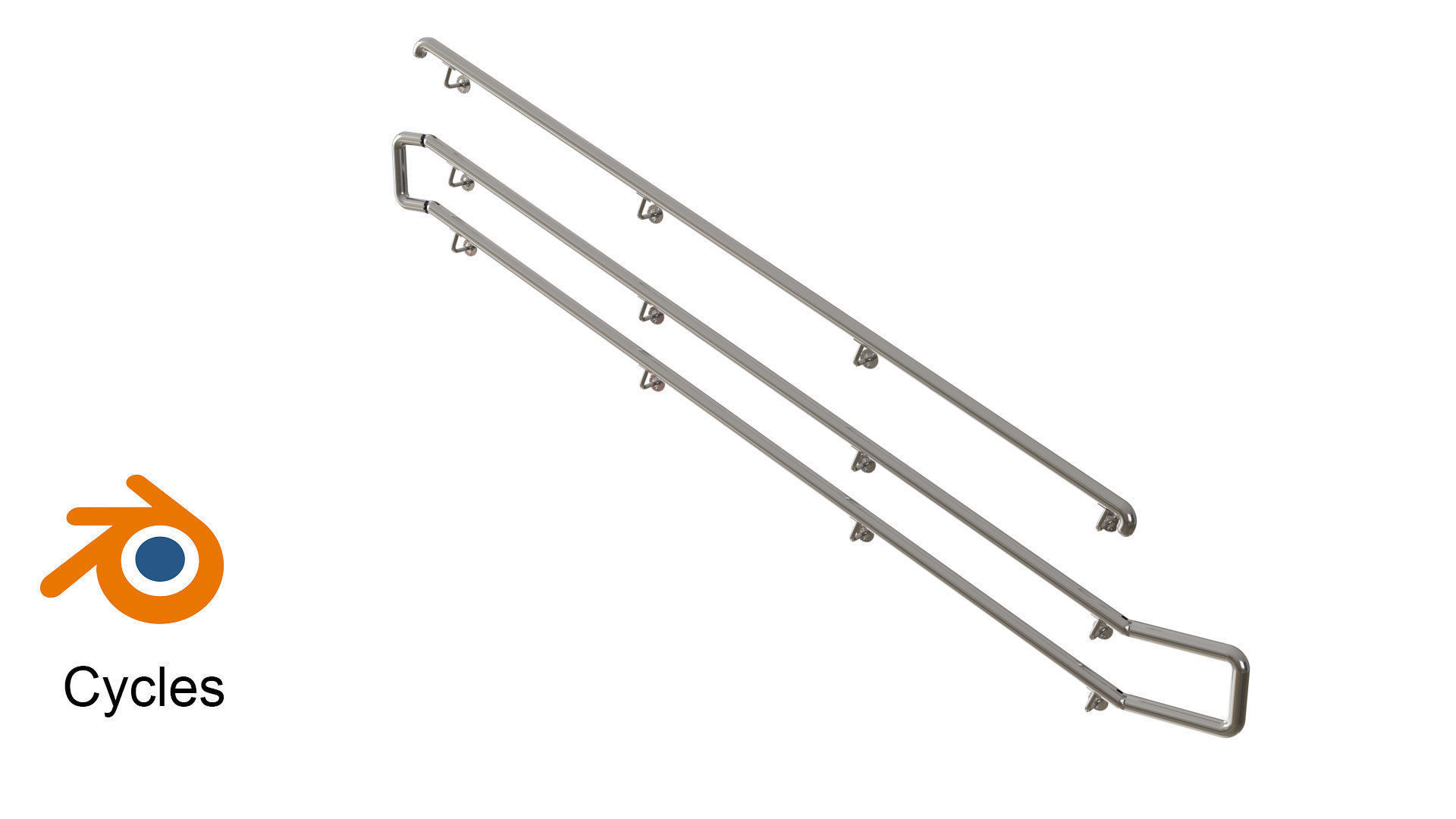 Railing stainless steel 3D model_7