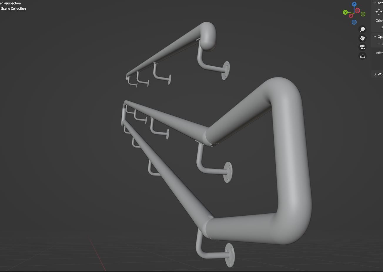 Railing stainless steel 3D model_25