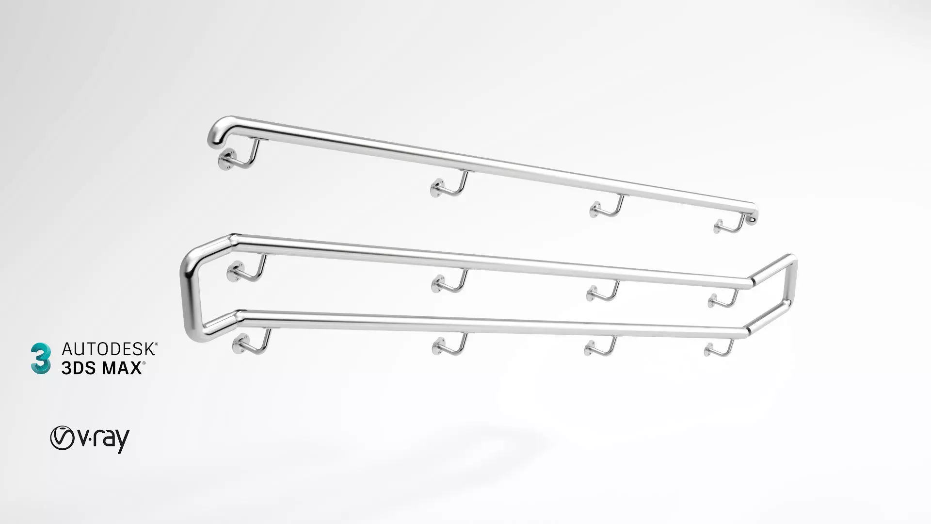 Railing stainless steel 3D model_0