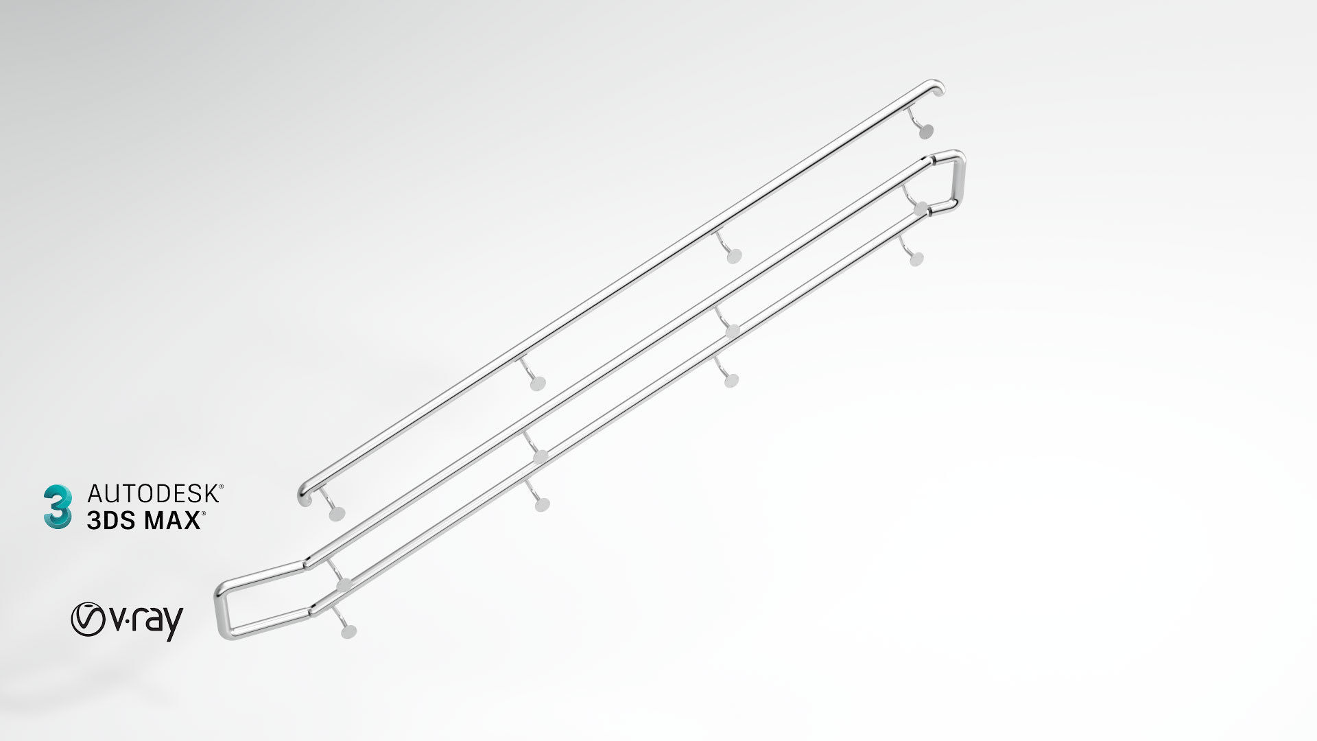 Railing stainless steel 3D model_1