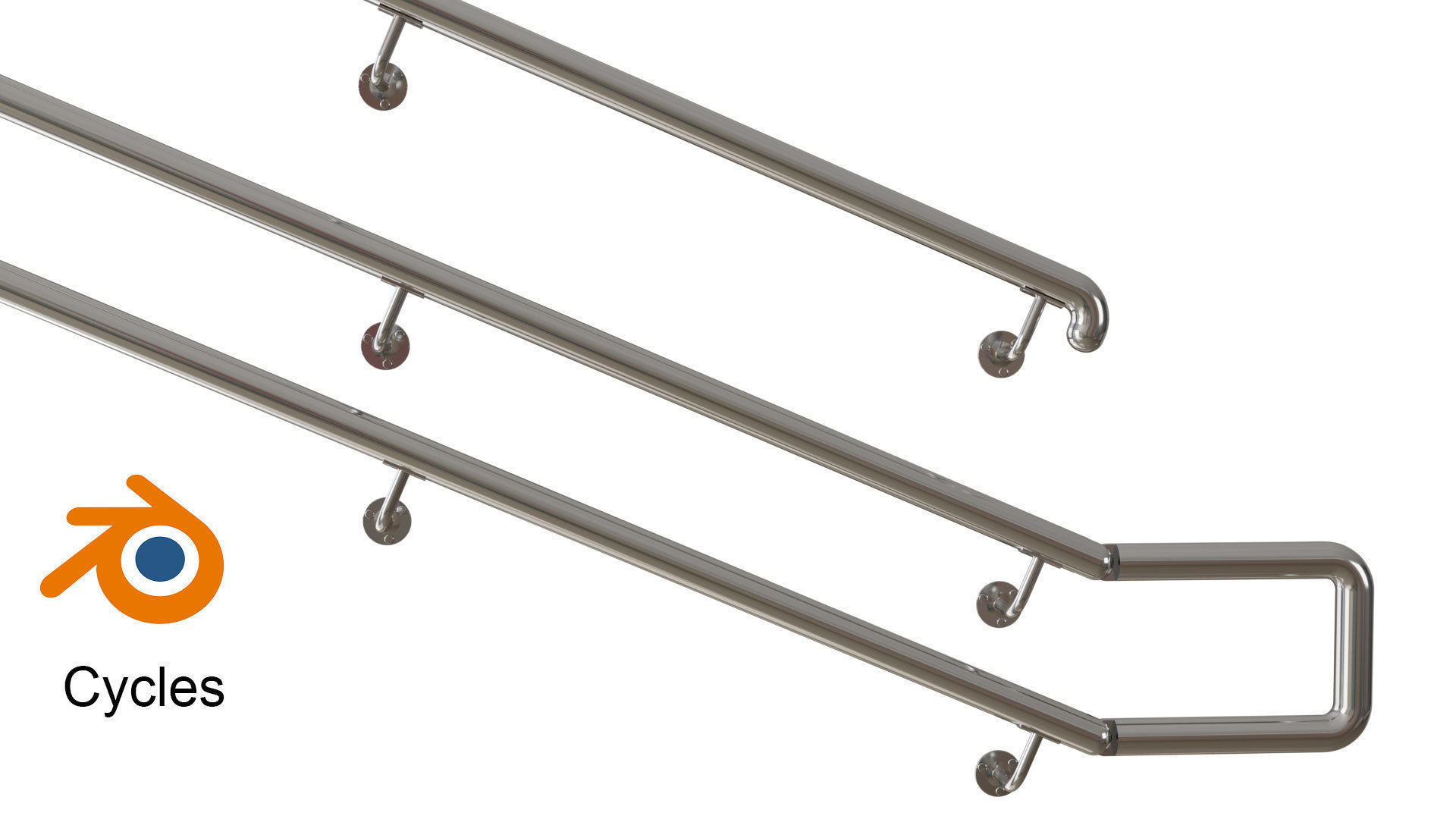 Railing stainless steel 3D model_9