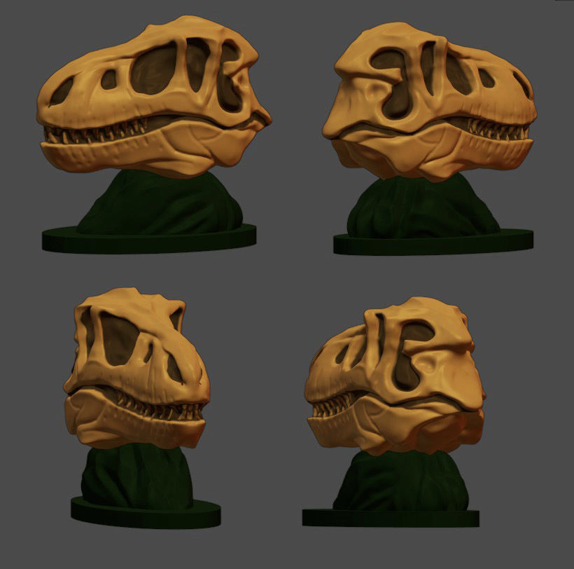 T Rex Skull Ornament 3D print model_4