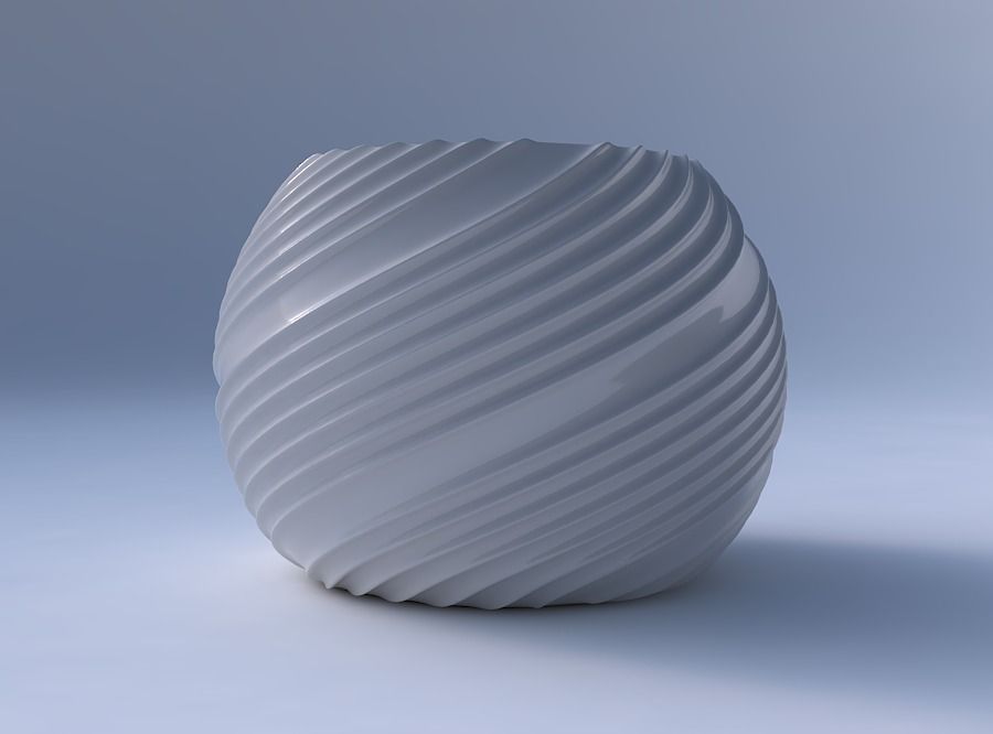 Bowl spheric with flowing extruded lines 3D print model_4