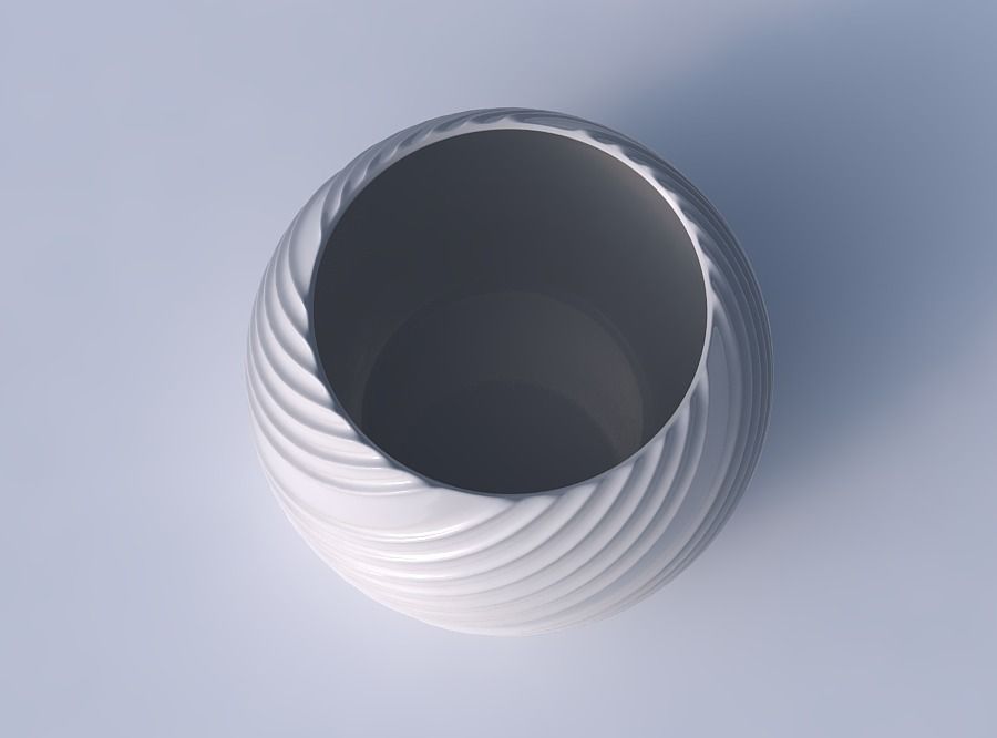 Bowl spheric with flowing extruded lines 3D print model_2