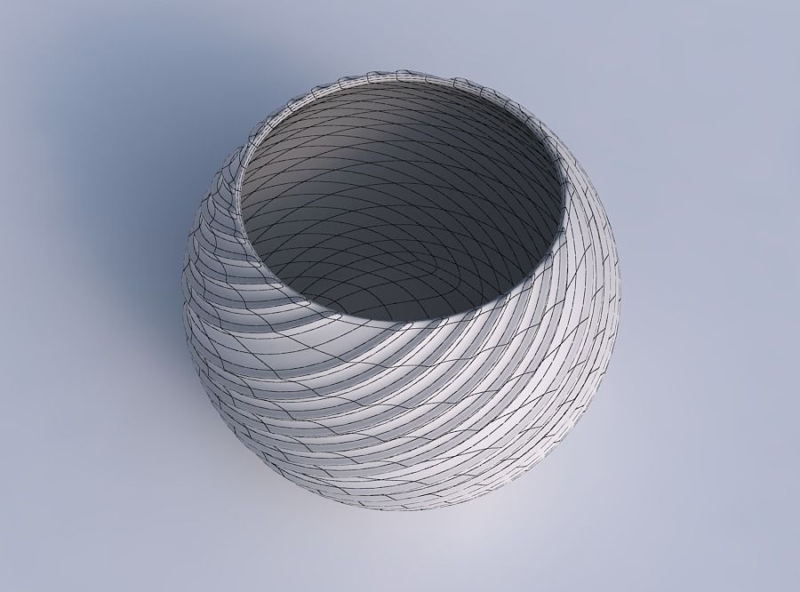 Bowl spheric with flowing extruded lines 3D print model_6