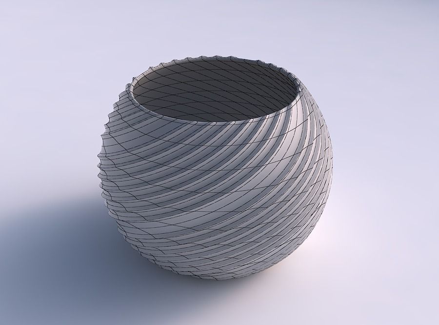 Bowl spheric with flowing extruded lines 3D print model_5