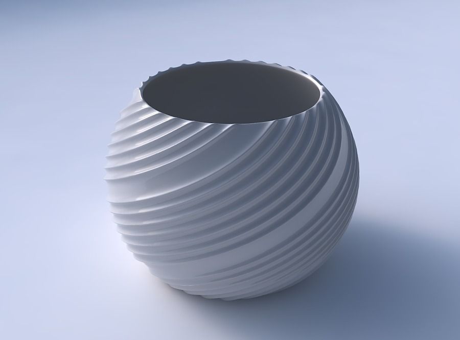 Bowl spheric with flowing extruded lines 3D print model_3