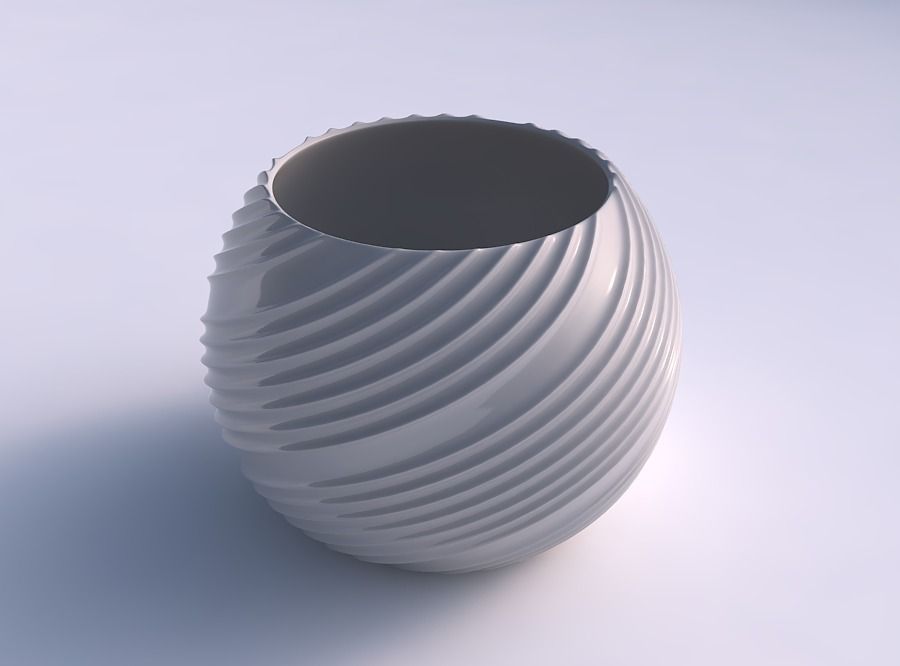 Bowl spheric with flowing extruded lines 3D print model_0