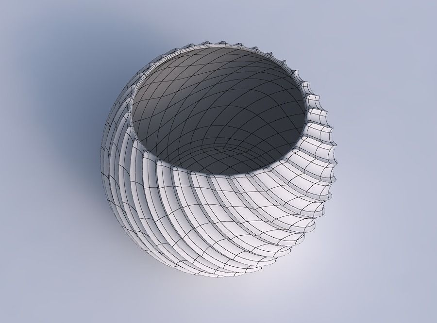 Bowl spheric with extruded vertical lines 2 3D print model_6