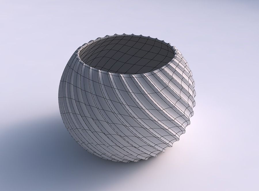 Bowl spheric with extruded vertical lines 2 3D print model_5