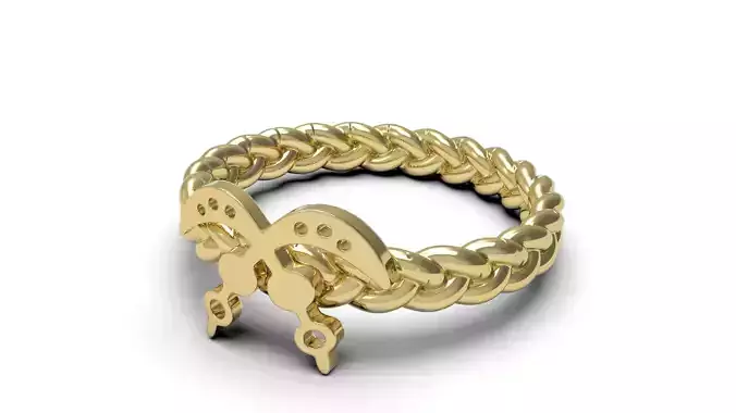 Braided-Ring-Akofena gold ring with diamonds 3D print model