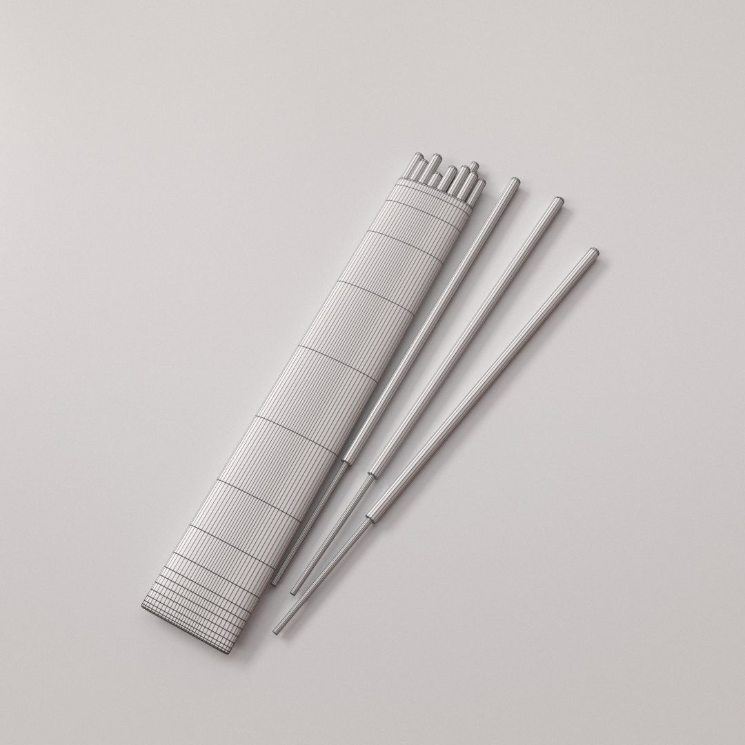 Incense three sticks 3D model_4