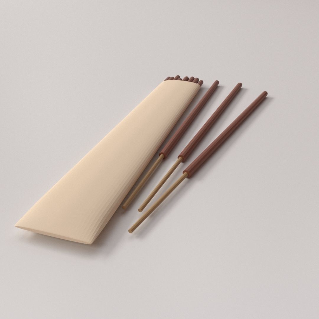 Incense three sticks 3D model_1