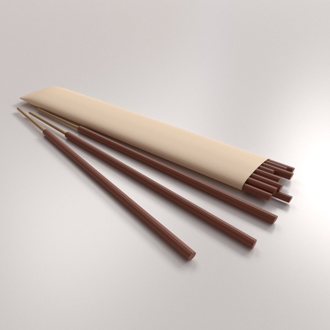 Incense three sticks 3D model_2