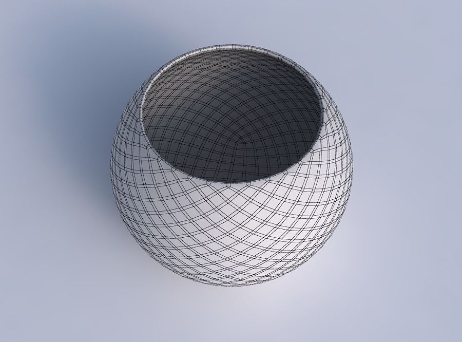 Bowl spheric with diagonal grid pattern 3D print model_6