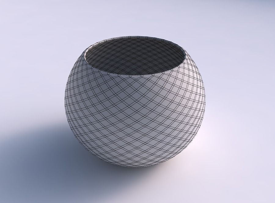 Bowl spheric with diagonal grid pattern 3D print model_5