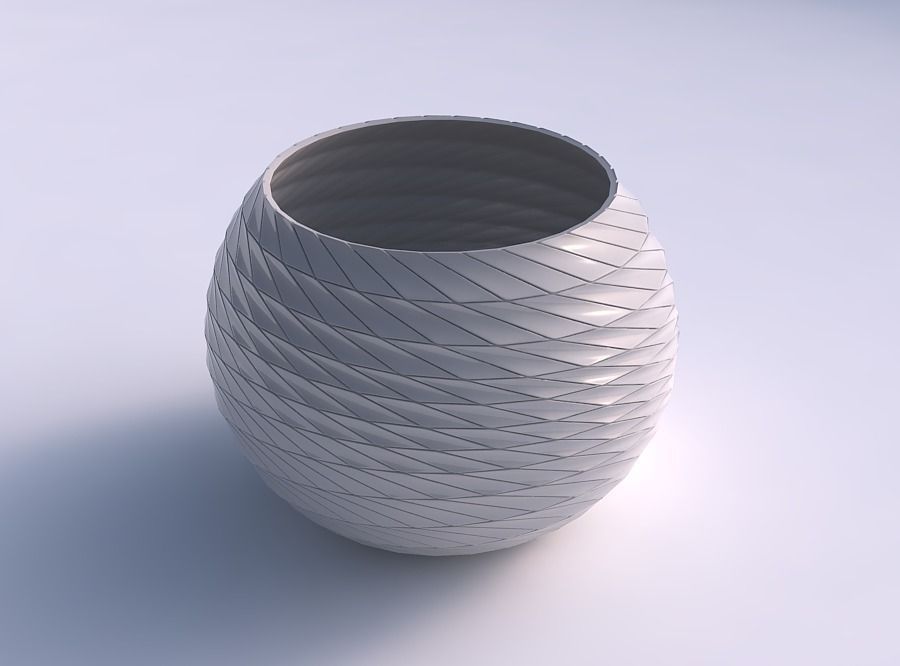 Bowl spheric with distorted and twisted grid plates 3D print model_0