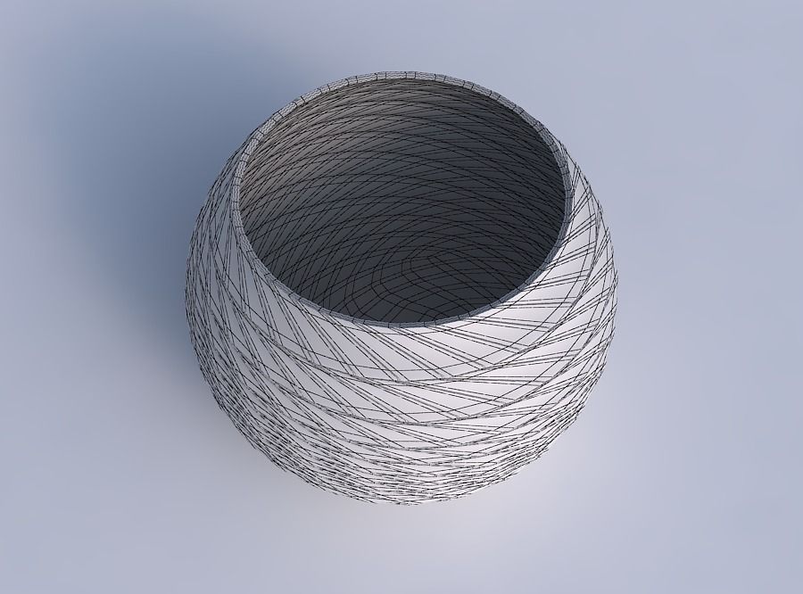 Bowl spheric with distorted and twisted grid plates 3D print model_6