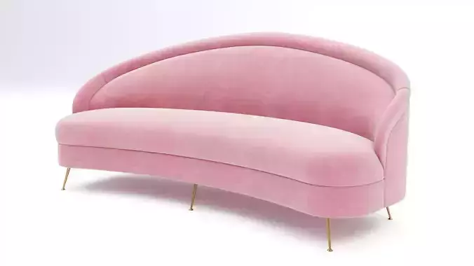 Pink Velvet Sofa 3D model
