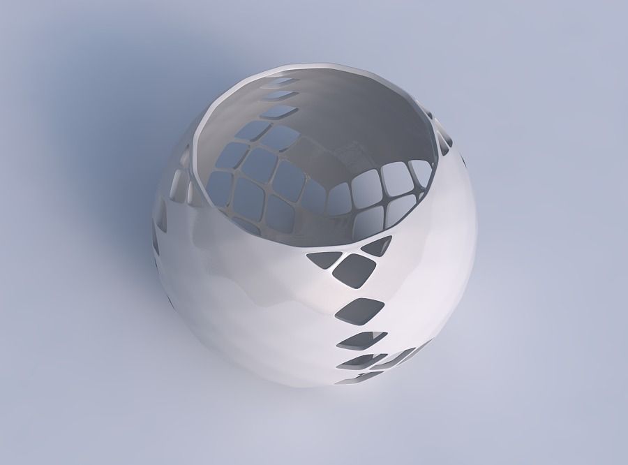 Bowl spheric with diagonal grid lattice 2 3D print model_1