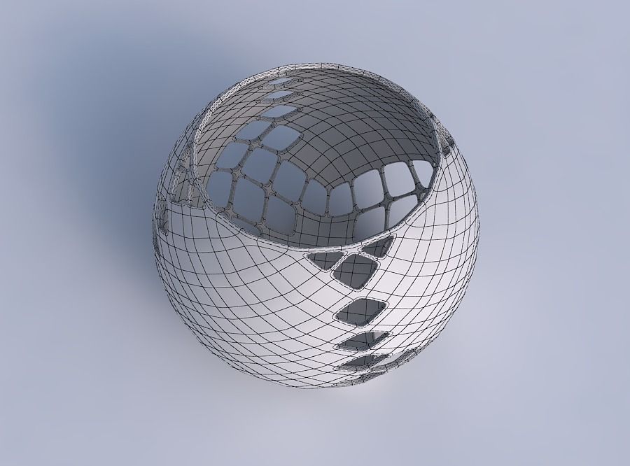 Bowl spheric with diagonal grid lattice 2 3D print model_6